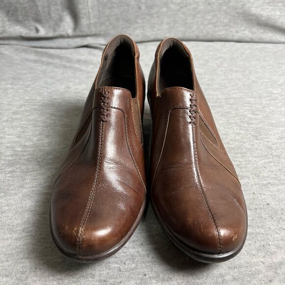 Clarks Partridge Brown Heeled shoe's Clogs slip on 80443 Women's Size 9M - Picture 1 of 10